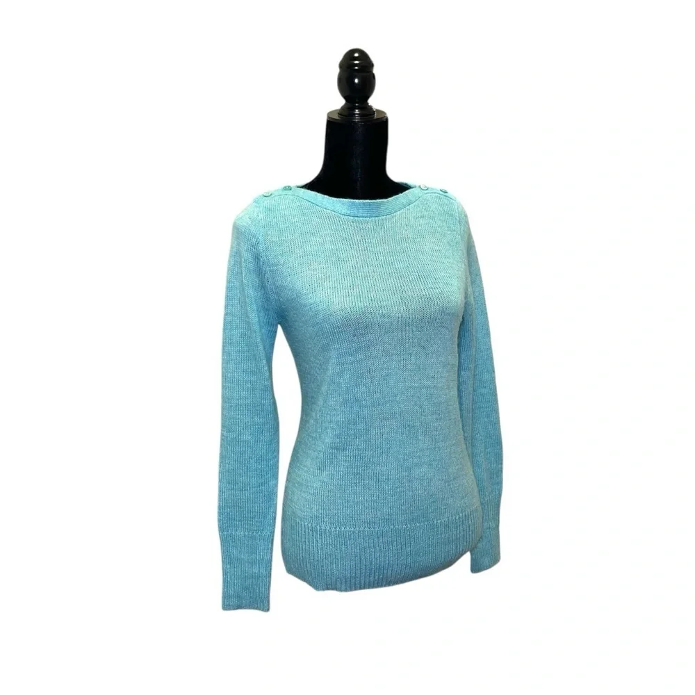 J. Crew Sky Blue Wool Mohair Blend Boat Neck Knit Sweater Size S